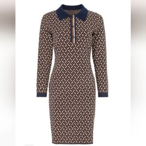 Diane Von Furstenberg Milena Dress In Zig Zag Small Camel
